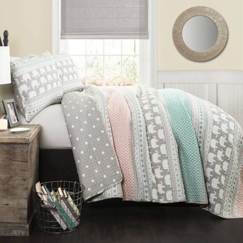  Lush Decor Elephant Stripe Bedding Quilt Set