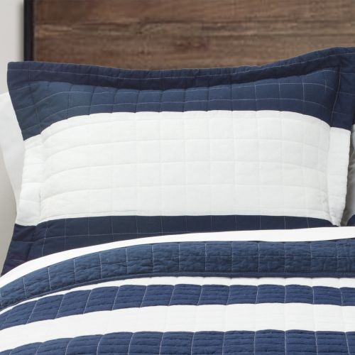  Lush Decor New Berlin Stripe NavyWhite 3-Piece Quilt Set