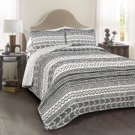 Lush Decor Hygge Geo Quilt NavyWhite 3Pc Set FullQueen