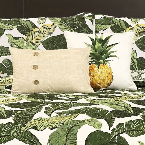  Lush Decor Tropical Paradise Quilt Green 5Pc Set FullQueen