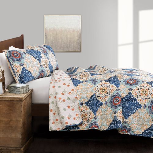  Lush Decor Brooke Quilt Blue 3Pc Set