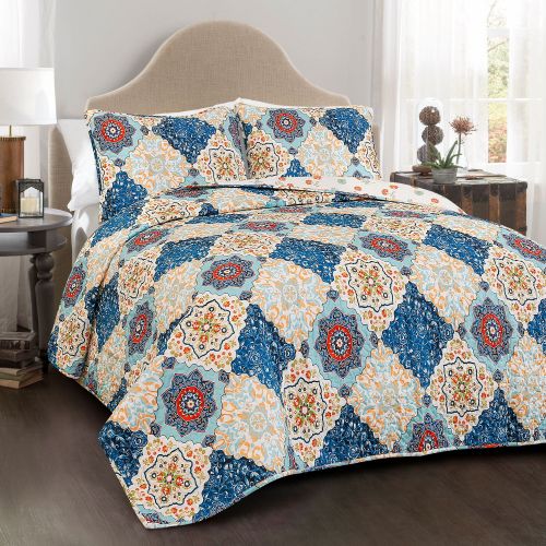  Lush Decor Brooke Quilt Blue 3Pc Set