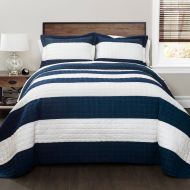 Lush Decor New Berlin Stripe Quilt NavyWhite 2-Piece Set