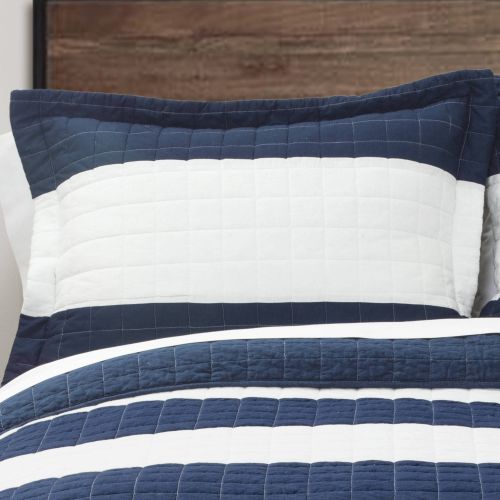  Lush Decor New Berlin Stripe Quilt NavyWhite 2-Piece Set