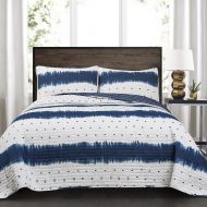 Lush Decor Jane Shibori Quilt Navy 3pc Set King