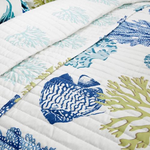  Lush Decor Coastal Reef Quilt NavyBlue 3Pc King