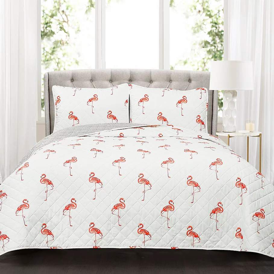  Lush Decor Kelly Flamingo Quilt Set