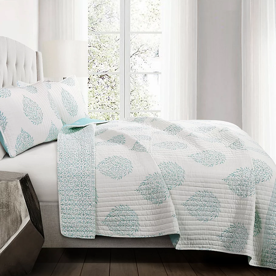  Lush Decor Teardrop Leaf Reversible Quilt Set