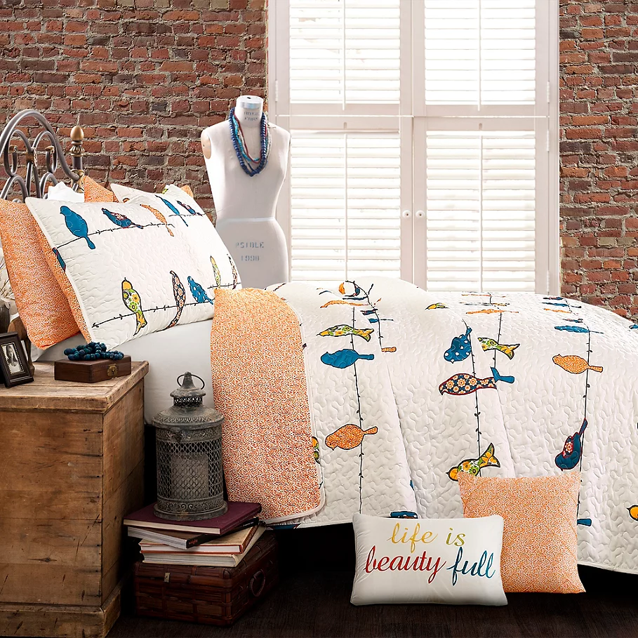  Lush Decor Rowley Birds Quilt Set