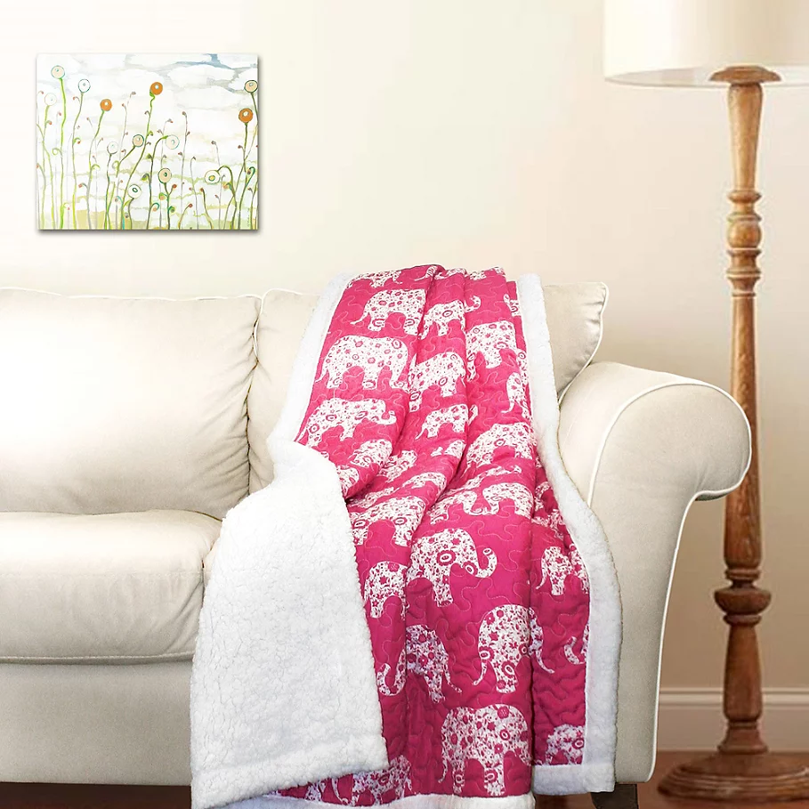  Lush Decor Elephant Parade Sherpa Throw Blanket