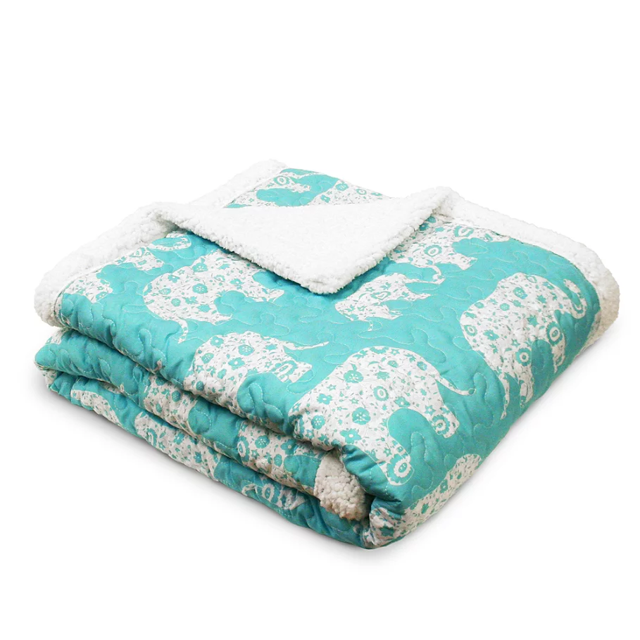  Lush Decor Elephant Parade Sherpa Throw Blanket