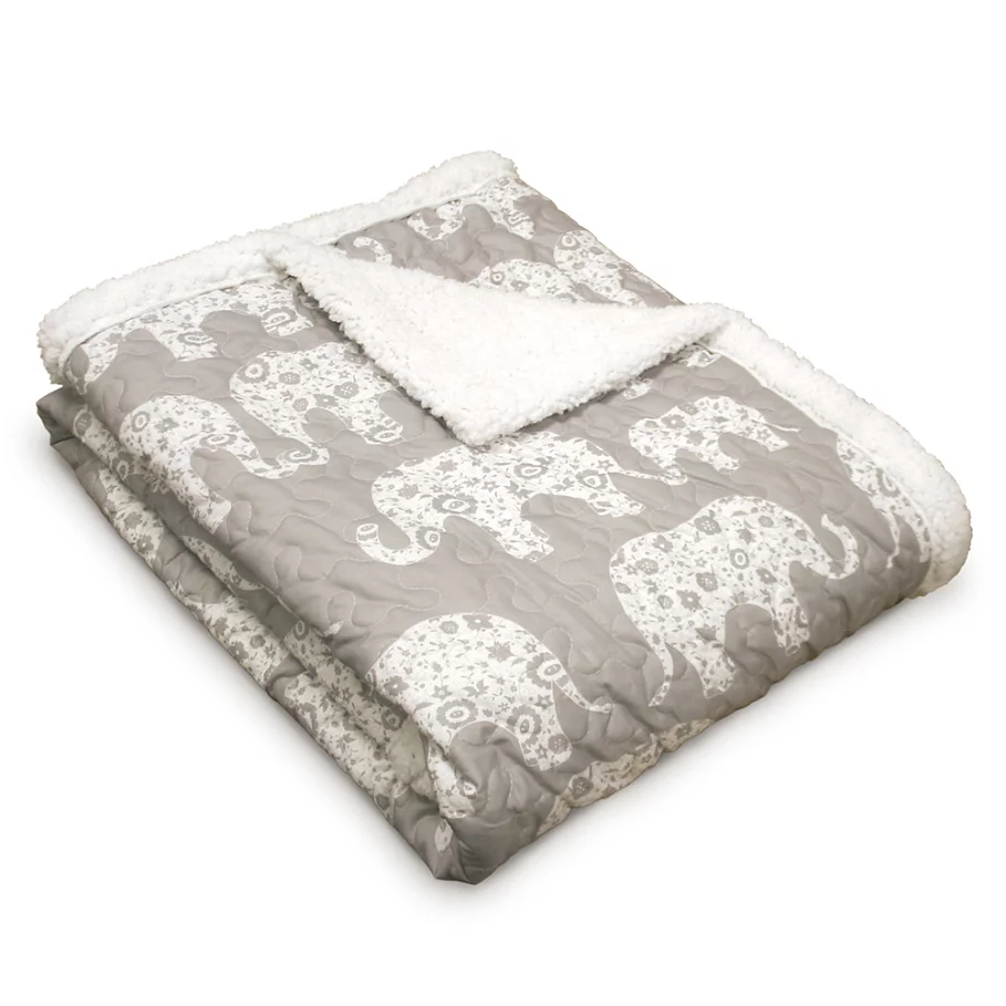  Lush Decor Elephant Parade Sherpa Throw Blanket