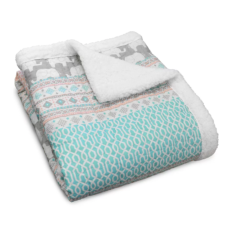  Lush Decor Elephant Parade Sherpa Throw Blanket