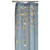 Lush Decor Flower Drops Shower Curtain | Embroidered Textured Fabric Floral Bathroom Decor, 72” x 72”, Blue and White