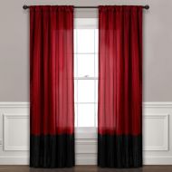 Lush Decor Milione Fiori Window Curtains Panel Set for Living, Dining Room, Bedroom (Pair), 84” x 42” Red/Black