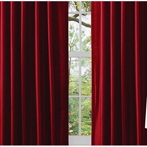  Lush Decor Milione Fiori Window Curtains Panel Set for Living, Dining Room, Bedroom (Pair), 84” x 42” Red/Black