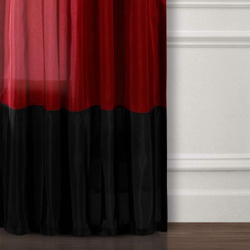  Lush Decor Milione Fiori Window Curtains Panel Set for Living, Dining Room, Bedroom (Pair), 84” x 42” Red/Black