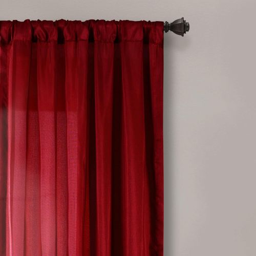  Lush Decor Milione Fiori Window Curtains Panel Set for Living, Dining Room, Bedroom (Pair), 84” x 42” Red/Black