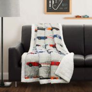 Lush Decor Lush Decor Race Cars Sherpa Throw Blanket, 60 x 50, Blue/Orange