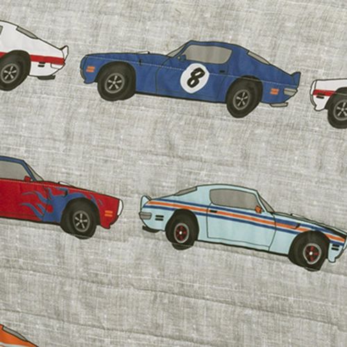  [아마존베스트]Lush Decor Race Cars 2 Piece Reversible Quilt Kids Bedding Set, Twin, Blue/Orange