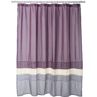 Lush Decor Mia Shower Curtain | Fabric Color Block Striped Neutral Bathroom Decor, 72 x 72 - Purple and Gray