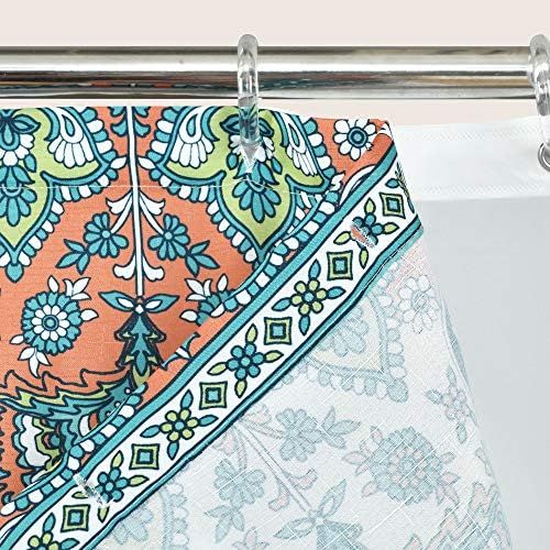  Lush Decor Bohemian Meadow Shower Curtain with Peva Lining and Rings, 14 Piece Complete Set, 72 x 72, Navy