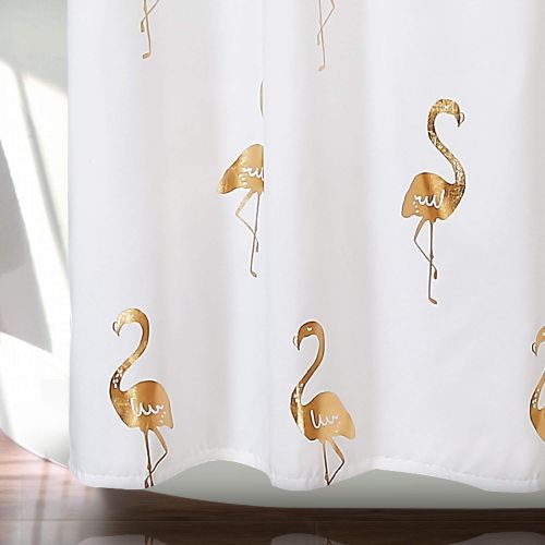  Lush Decor Flamingo Shower Curtain, 72 x 72, Gold