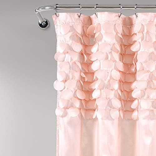  Lush Decor, Blush Lillian Shower Curtain | Textured Shimmer Circle Design Bathroom, x 72
