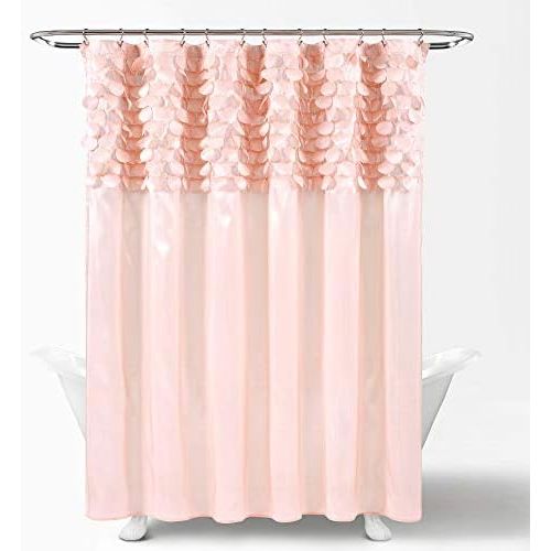  Lush Decor, Blush Lillian Shower Curtain | Textured Shimmer Circle Design Bathroom, x 72