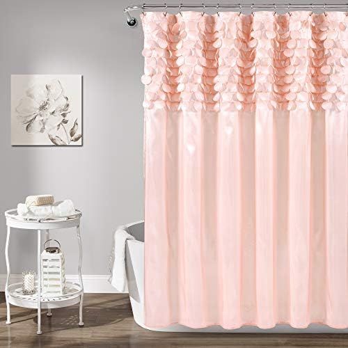  Lush Decor, Blush Lillian Shower Curtain | Textured Shimmer Circle Design Bathroom, x 72