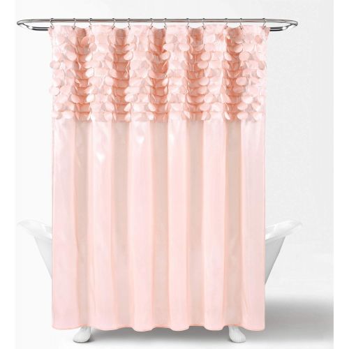  Lush Decor, Blush Lillian Shower Curtain | Textured Shimmer Circle Design Bathroom, x 72