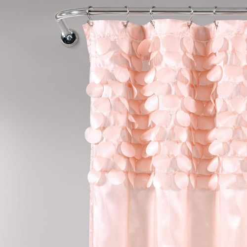  Lush Decor, Blush Lillian Shower Curtain | Textured Shimmer Circle Design Bathroom, x 72