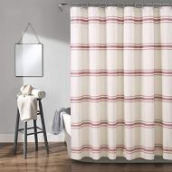 Lush Decor, Red Farmhouse Stripe Shower Curtain, 72 x 72