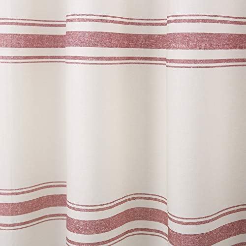  Lush Decor, Red Farmhouse Stripe Shower Curtain, 72 x 72