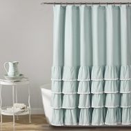 Lush Decor, Blue Ella Lace Ruffle Shower Curtain, 72 x 72