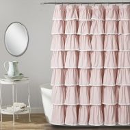 Lush Decor 16T002873 Lace Ruffle Shower Curtain, 72 x 72, Blush