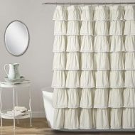 Lush Decor Lace Ruffle Shower Curtain, 72 x 72, Ivory