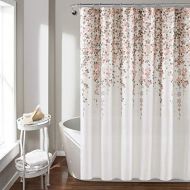Lush Decor, Blush and Gray Weeping Flower Shower Curtain-Fabric Floral Vine Print Design, x 72