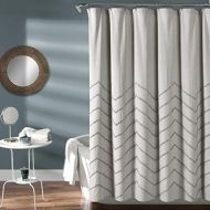 Lush Decor Light-Gray Chenille Chevron Shower Curtain for Bathroom (72 x 72)