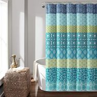 Lush Decor Bohemian Striped Shower Curtain Colorful Bold Design, 72 x 72, Blue and Green