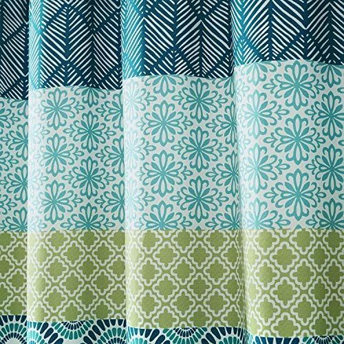  Lush Decor Bohemian Striped Shower Curtain Colorful Bold Design, 72 x 72, Blue and Green