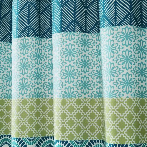  Lush Decor Bohemian Striped Shower Curtain Colorful Bold Design, 72 x 72, Blue and Green