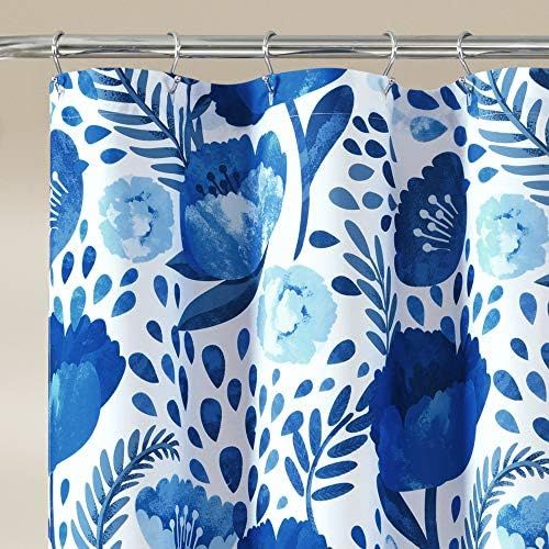  Lush Decor Blue Poppy Garden Shower Curtain, 72 x 72