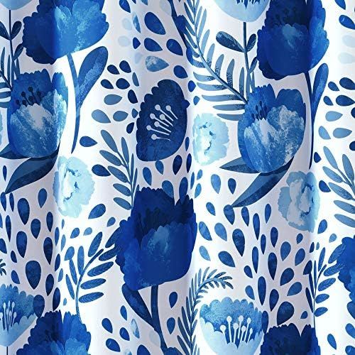  Lush Decor Blue Poppy Garden Shower Curtain, 72 x 72