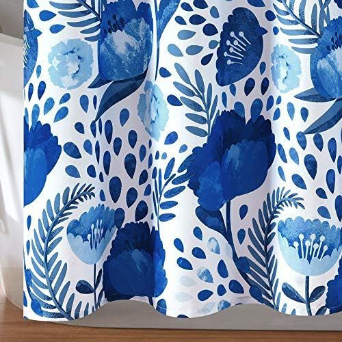  Lush Decor Blue Poppy Garden Shower Curtain, 72 x 72