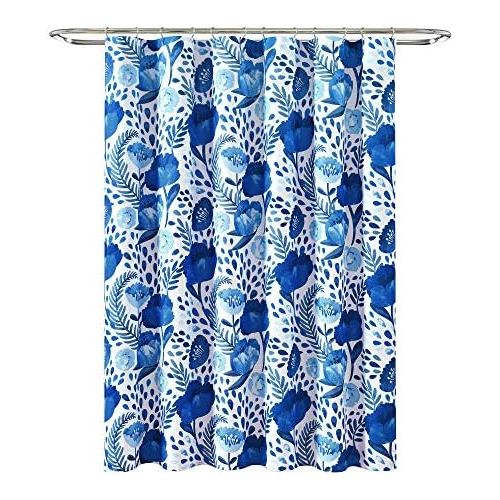  Lush Decor Blue Poppy Garden Shower Curtain, 72 x 72