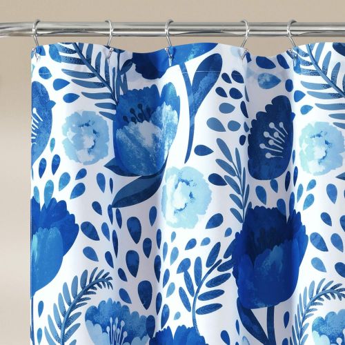  Lush Decor Blue Poppy Garden Shower Curtain, 72 x 72