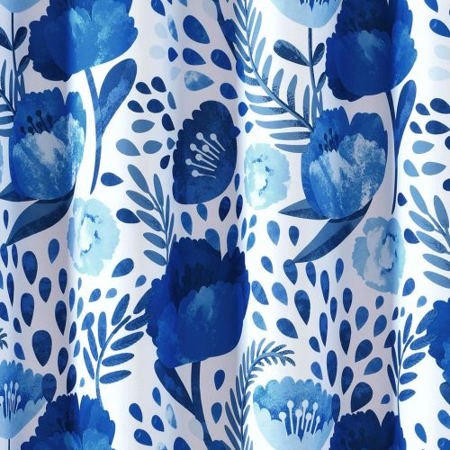  Lush Decor Blue Poppy Garden Shower Curtain, 72 x 72