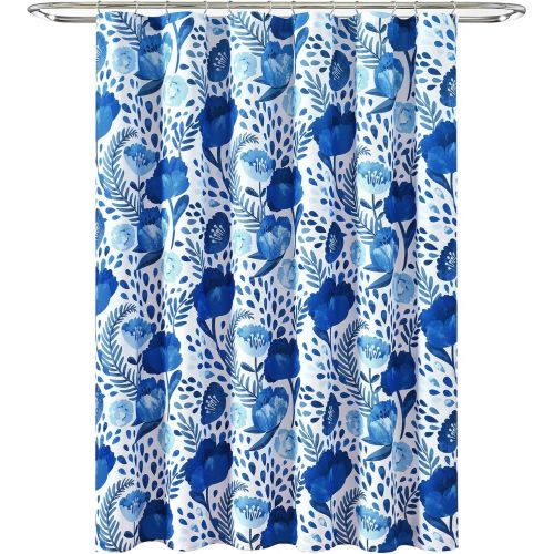  Lush Decor Blue Poppy Garden Shower Curtain, 72 x 72