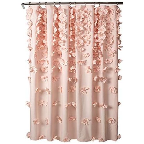  Lush Decor, Blush Riley Shower Curtain | Bow Tie Textured Fabric Shabby Chic Farmhouse Style for Bathroom, x 72